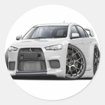 Evo White Car Round Stickers