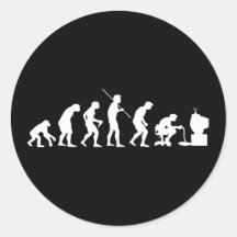 Evolution of Video Games Gaming Gamer Round Stickers