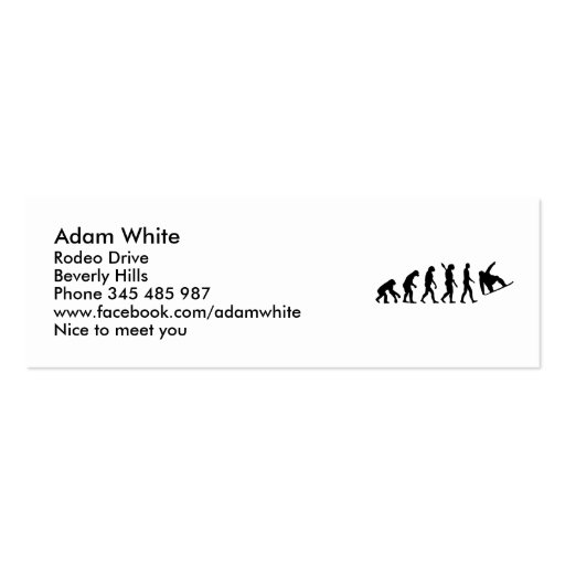 Evolution snowboarding business card templates (front side)