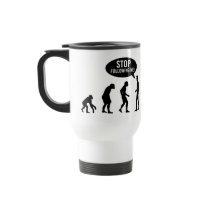 evolution - stop following me! mugs by strk3 evolution - stop following me! mugs