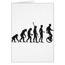 evolution unicycle greeting cards