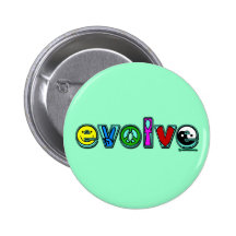 EVOLVE with Six Symbols of Peace and Progress Pinback Buttons