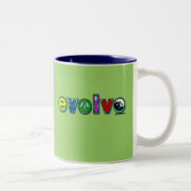 EVOLVE with Six Symbols of Peace and Progress Coffee Mug
