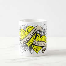 Ewings Sarcoma Hope Faith Dual Hearts Mugs