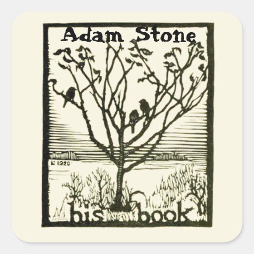 Ex Libris Birds in Tree Square Sticker | Zazzle