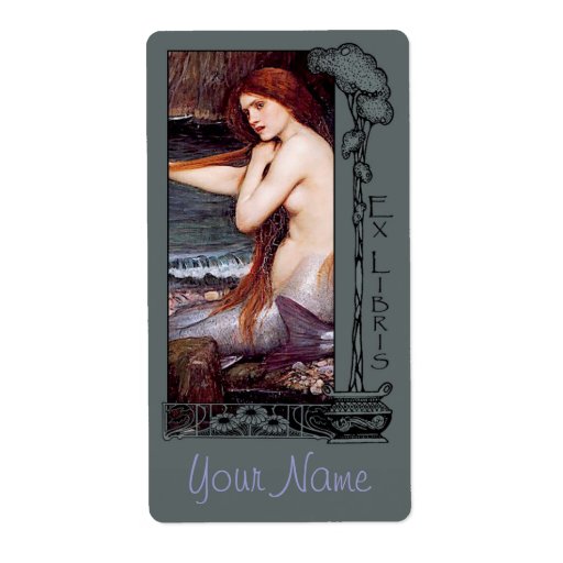 Ex Libris - Mermaid Book Plate v2-B Custom Shipping Labels