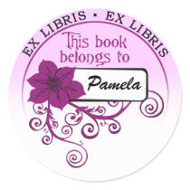 Ex Libris Sticker (floral purple & background ) by Special_Occasions Ex Libris Sticker (floral purple & background )