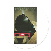 Exactitude ETAT Railroad Train Vintage Art Round Stickers
