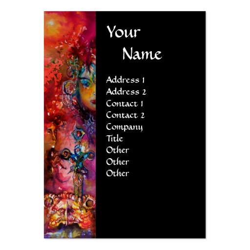 EXCALIBUR black purple fuchsia red blue white Business Card (front side)