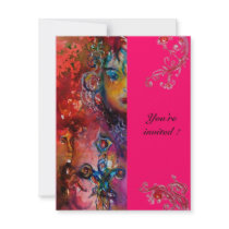 EXCALIBUR bright fuchsia red pink purple white Custom Invitation