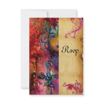 EXCALIBUR , bright red ,blue parchment rsvp Custom Invitations