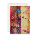 EXCALIBUR , bright red ,blue parchment rsvp invitations