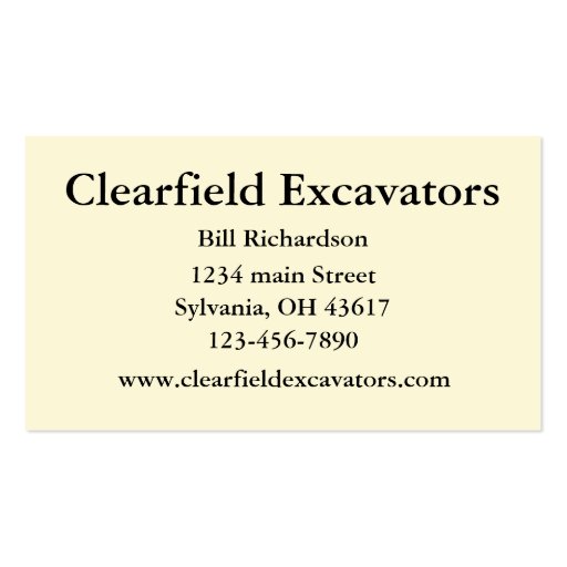 Excavator Business Card Template (back side)