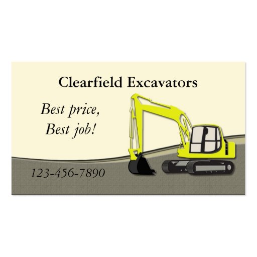 Excavator Business Card Template (front side)