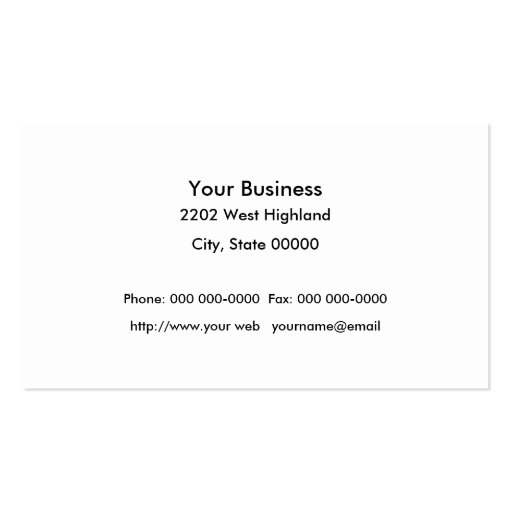 Excavator Construction Business Card (back side)