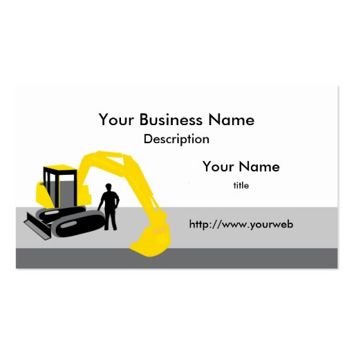 Excavator Construction Business Card (front side)