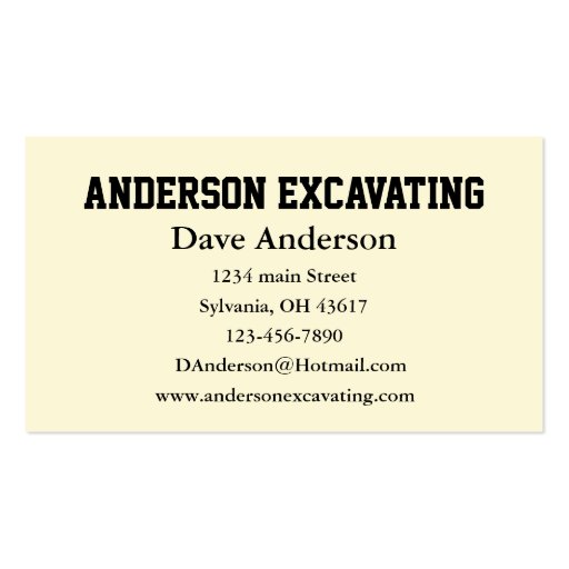 Excavator Construction Business Card Template (back side)