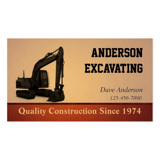 Excavator Construction Business Card Template (front side)