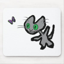 Excited Kitty Chases A Butterfly Mousepad