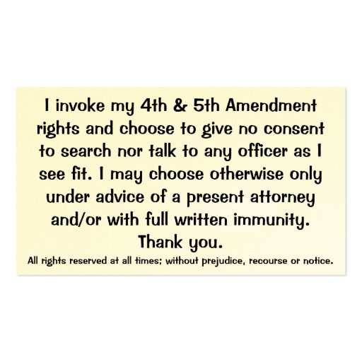 Exclamation of Constitutional Rights Cards Business Card (front side)