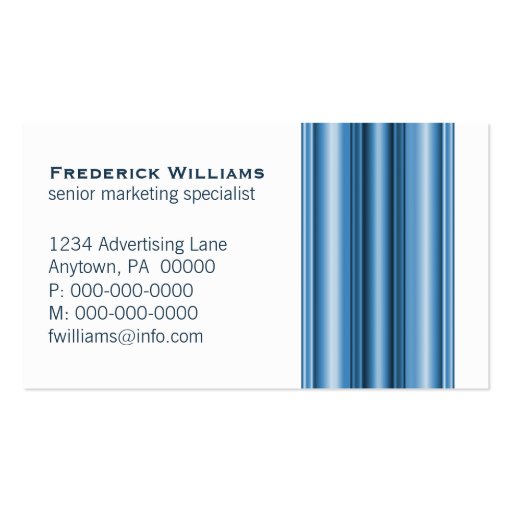 Executive Bars Business Card, Bright Blue (back side)