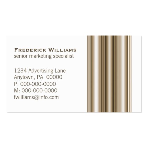 Executive Bars Business Card, Champagne (back side)
