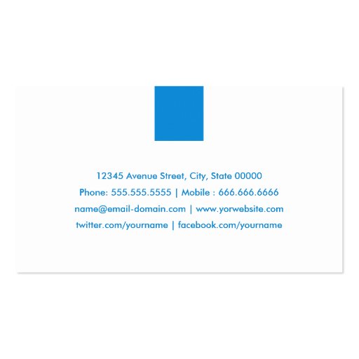 Executive Chef - Simple Aqua Blue Business Cards (back side)