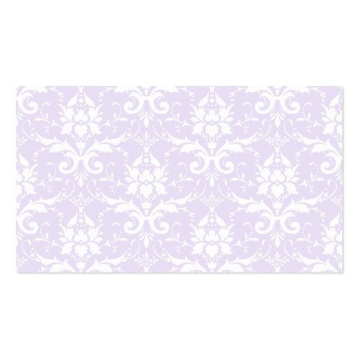 Executive Lavender and White Damask Business Card (back side)