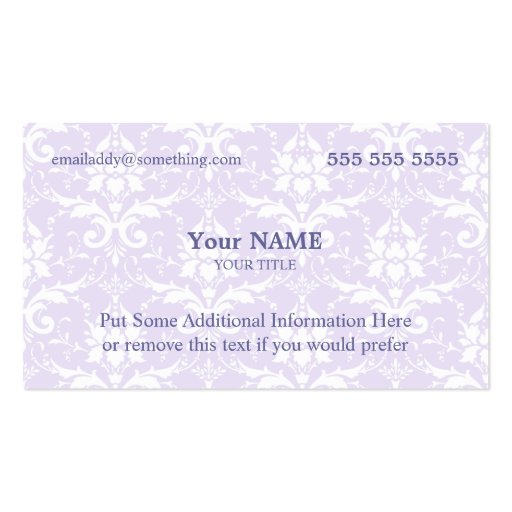 Executive Lavender and White Damask Business Card
