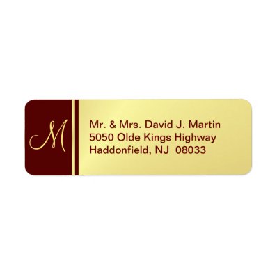 Executive Monogram Labels - Gold & Burgundy
