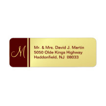 Executive Monogram Labels - Gold & Burgundy