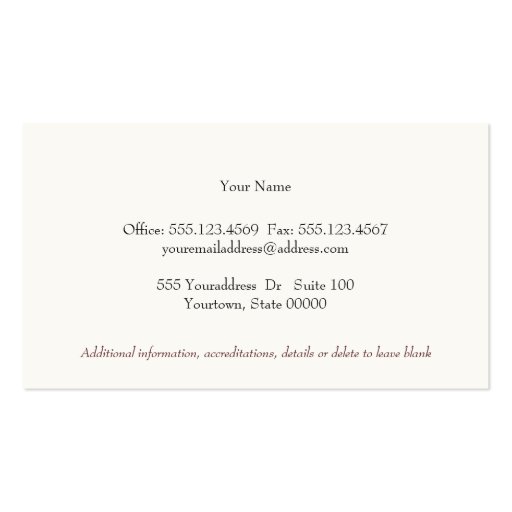 Executive Professional Brown Leather Look Vintage Business Card (back side)