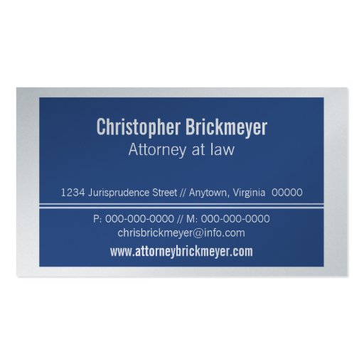 Executive Professional Business Card, Royal Blue (front side)