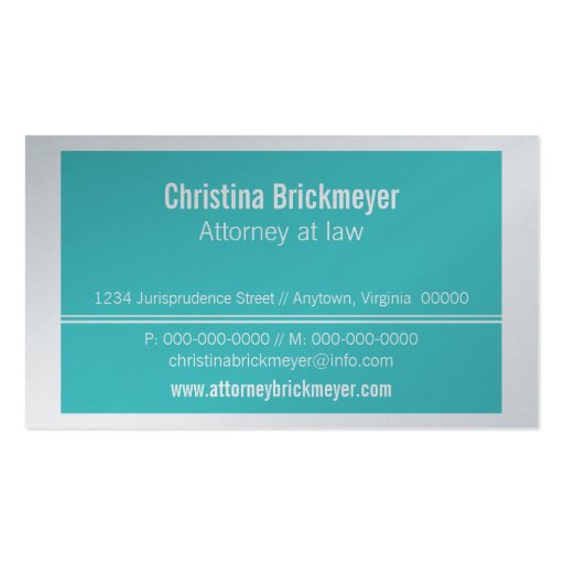Executive Professional Business Card, Turquoise (front side)