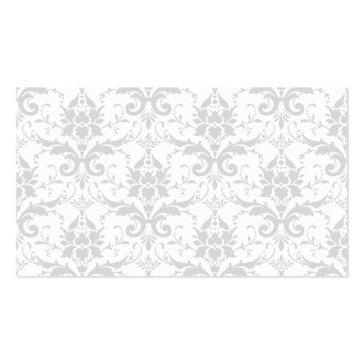 Executive White and Grey Damask Business Card Template (back side)