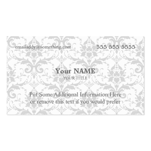 Executive White and Grey Damask Business Card Template (front side)