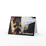 Exhausted Puppy with Party Hat Birthday Card