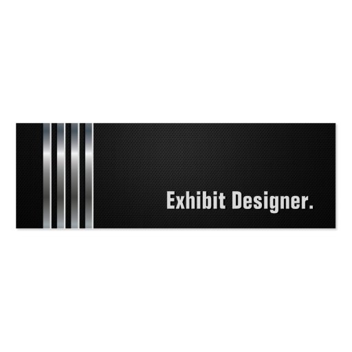 Exhibit Designer - Black Silver Stripes Business Card Template