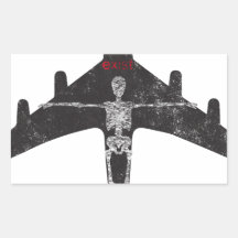 Exist Skeleton Plane tee Rectangle Stickers