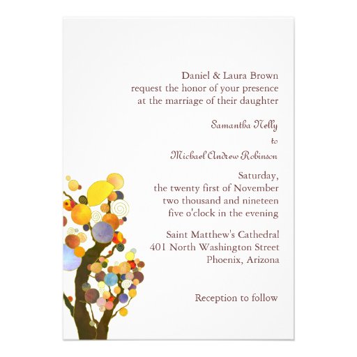 Exotic Artistic Love Trees Monogram Wedding Invite