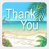 Exotic Beach (ask me to put your names in sand) Square Sticker