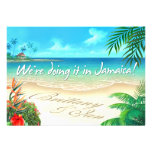 Exotic Beach Jamaican wedding get names in sand Invitations