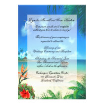 Exotic Beach Wedding "Faux Vellum" Invitation