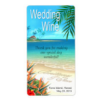 Exotic Beach Wedding Wine Label