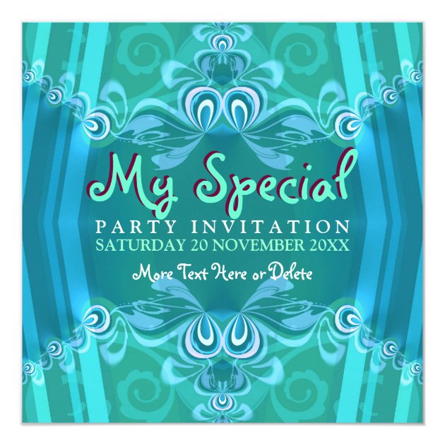 Exotic Blue Mint Girls Boudoir Party  Invitations