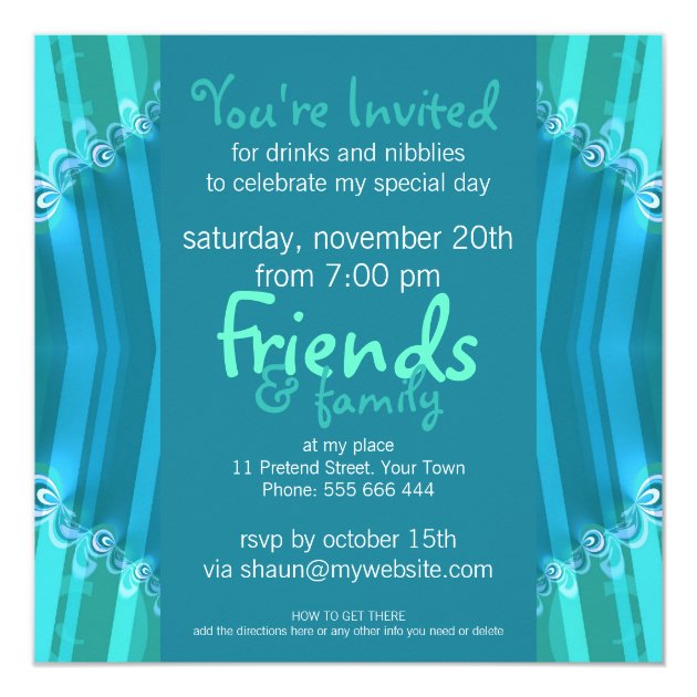 Exotic Blue Mint Girls Boudoir Party  Invitations