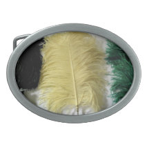 Exotic Colorful Feathers Belt Buckles
