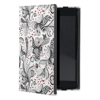 Exotic Cool Black & Red Floral Swirls Pattern iPad Mini Case
