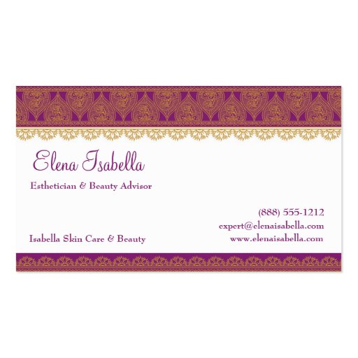 Exotic, Elegant, Royal Business Card (front side)