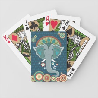 Exotic Elephant on Blue Playing Cards